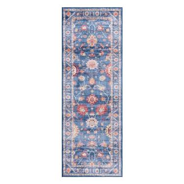 Imagem de Gertmenian Tapete de área boho tufado interno impresso - antiderrapante, ultrafino, super forte - Decoração de casa para entrada, quarto, sala de estar - corredor 2x8, azul cullen, 28943