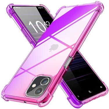 Imagem de MIDIIUGCT Capa para iPhone 12 Mini [Gradiente] Transparente Macio TPU Antiderrapante Não Amarelece Borda Macia Capa para iPhone 12 Mini, Rosa/Roxo, MUS-HCJB-34-04