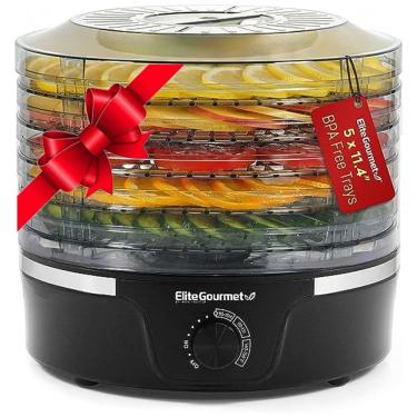 Imagem de Desidratador de Alimentos London Sunshine com 5 Bandejas com Controle de Temperatura 350W, 110v, ELITE GOURMET, Preto