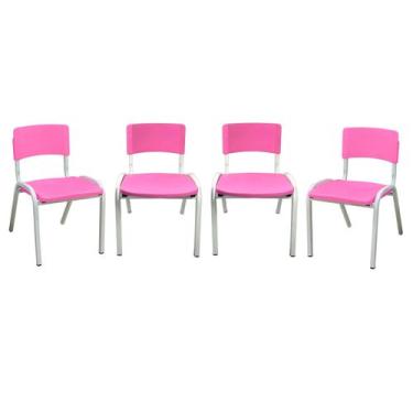 Imagem de kit 4 Cadeira Iso Infantil Rosa Escolar e Creche  - ECOMHOME