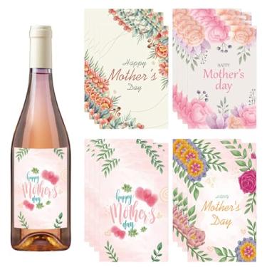 Imagem de mdgfge 24 adesivos de etiqueta de garrafa de vinho para o dia das mães colorido floral feliz dia das mães garrafas de vinho adesivos decorativos de flores para o dia das mães festa familiar casa