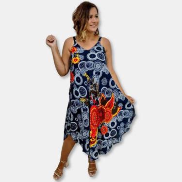 Imagem de Vestido Alça Trapézio Indiano Estampa Mandala e Flores 8646 - Sarat Mo