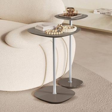 Imagem de Conjunto Mesa Lateral Florença Alta e Baixa - Lf 049 Concreto/Cromado