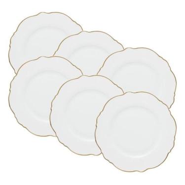 Imagem de CJ 6 PRATOS RASOS PORCELANA MALDIVAS BRANCO 28cm - ROJEMAC IMPORTACAO 