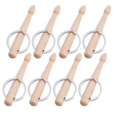 Imagem de 8 peças mini bengala chaveiro de madeira baqueta chaveiro bastão único chaveiro baqueta chaveiro percussão chaveiro decoração chaveiros pingente bolsa pingente