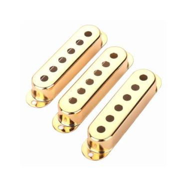 Imagem de ROZILO 3 peças de capas de captador de guitarra de bobina única dourada (espaçamento de mastro de 52 mm) conjunto de anéis de montagem de captador de cobre para Stratocaster