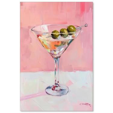 Imagem de Pôster vintage rosa martini moderno coquetel bebidas alcoólicas impressão de arte de parede para casa apartamento cozinha bar carrinho decoração 40 x 61 cm sem moldura