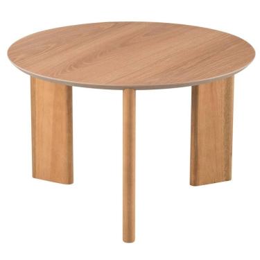 Imagem de Mesa de Centro Redonda Orgânica Chanfrada Artesano 60 cm (Larg) MDP Hanover e Pés em Madeira Maciça