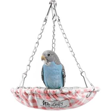 Imagem de Cama de pássaro impermeável para gaiola, balanço de rede de pássaros pendurada, ninho de cama de periquito com fundo resistente que não desaba, cabana de dormir para pássaros de tamanho pequeno para