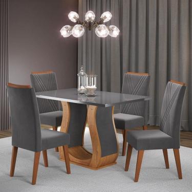 Imagem de Mesa de Jantar 4 Lugares Universe com Vidro Marrom/Grafite - Viero Móveis