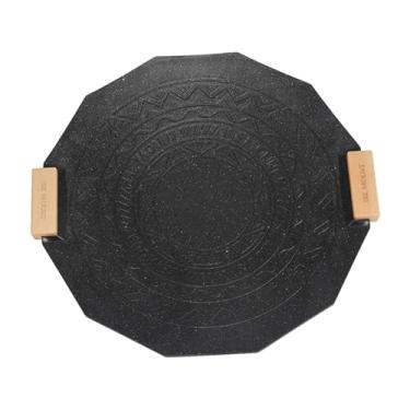 Imagem de oshhni Churrasqueira churrasqueira churrasqueira churrasqueira placa de churrasqueira de churrasqueira de madeira portátil 16 em bandeja de liga de alumínio, Preto