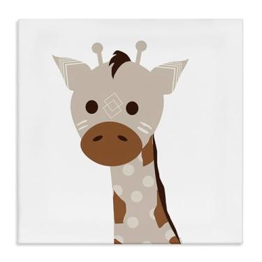 Imagem de Stupell Industries Design de arte de parede em tela de girafa de tom neutro por Daniela Santiago, 43 x 43 cm