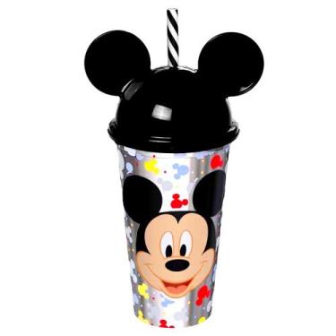 Imagem de Copo Shake Infantil com Canudo e Orelhas do Mickey Plasútil 500ML, Cop