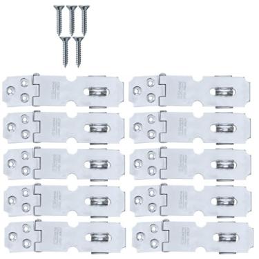 Imagem de Dobradiça Porta Cadeado Fecho Trinco Zincado 6,5cm Para Portão Gaveta Armário | Silvana | Kit 10 Un