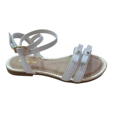 Imagem de Sandália Infantil Pampili Cherrie Tiras e Laço Duplo Branca (Branca, BR, Criança de 9 a 12 anos, Numérico, M, 36)