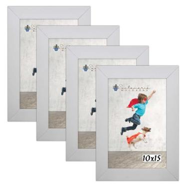 Imagem de Kit 4 Molduras Porta Retrato 10X15 Branco - Santamaria Molduras