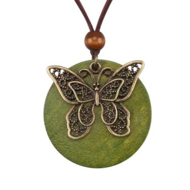 Imagem de Jeniiahua Colar longo com pingente feminino vintage ajustável com contas Y gargantilha estilo étnico hippie, Couro sintético, Sem Pedra Preciosa