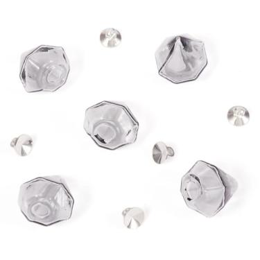 Imagem de Spritewelry 5 pingentes de garrafa de vidro de diamante, mini pingentes vazios de garrafa de desejos, pingentes minúsculos com fecho de tampa, para decoração de brincos, colares, pendurar, Vidro, Sem