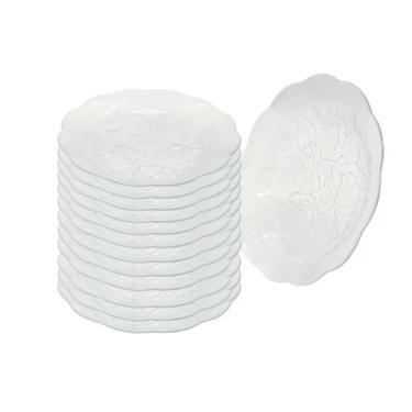 Imagem de Jogo 12 Pratos Fundos De Vidro Fundo 22 cm Almoço Jantar Mesa Transparente Rosas-Adequado para cozinha, restaurante, armazenamento de vegetais e bifes de todos os tipos de ingredientes