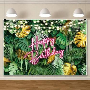 Imagem de ChloropLastid 3 x 2,4 m, folhas tropicais havaianas, pano de fundo, verão, selva, folhas de palmeira, rosa, néon, aniversário, para adultos, crianças, verão, aniversário, chá de bebê, decoração de