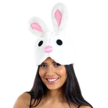 Imagem de Touca Coelho Branco de Pelúcia Acessório Páscoa Adulto - Sulamericana,