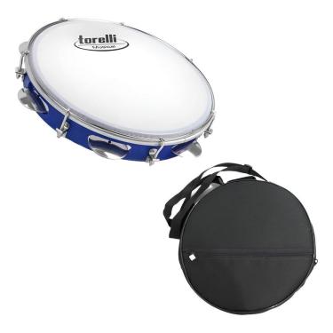 Imagem de Pandeiro 10`` Injetado Em Abs Azul Torelli Tp309 Com Bag