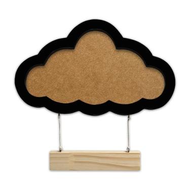 Imagem de Porta Maternidade Para Amigurumi Em Mdf Colorido Moldura Nuvem Com Plaquinha Cor:PRETO;Tamanho:17,5x30,8 cm