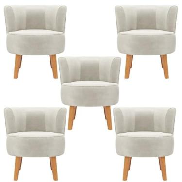 Imagem de Jogo 5 Poltronas Cadeira para Mesa de Jantar Sala de Jantar Ergonômica Confortável MOBLAN decor (Bege)