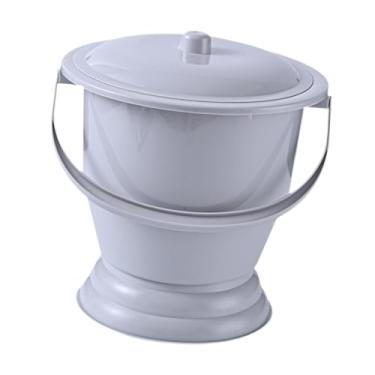 Imagem de Kokiya Spittoon urinol com tampa, caçamba de urinol potty, camas portátil, vaso de urinol doméstico para mulheres do sexo feminino, quarto de quarto, Cinza