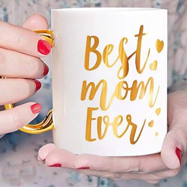 Imagem de Caneca de café engraçada Cat Mom - World's Best Cat Mom Ever - Presente inovador para amantes, xícara de chá de 340 g branca - Presente principal para o dia das mães da filha e do filho