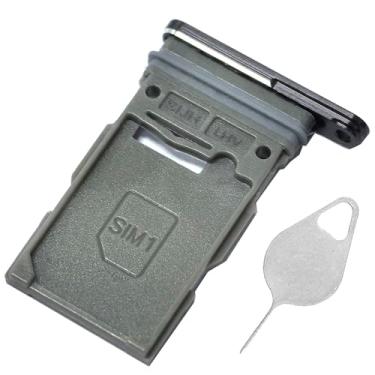 Imagem de Bandeja para cartão Galaxy S22 Ultra SIM de substituição única S22 Ultra Sim para Samsung Galaxy S22 Ultra 6,8 polegadas SM-S908U S908U1 Bandeja de cartão com peça de reparo de agulha Sim único versão