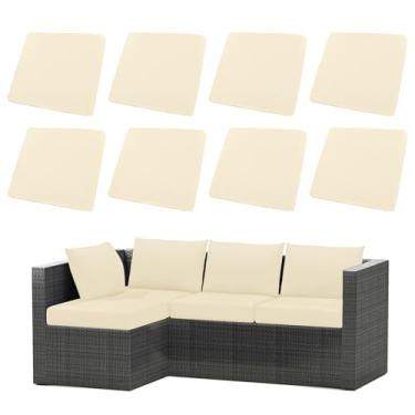 Imagem de U'Artlines 8 peças de substituição de capas de almofada elásticas para pátio, à prova d'água, elásticas, externas, capas de almofada laváveis para sofá e quintal (bege, apenas capa)