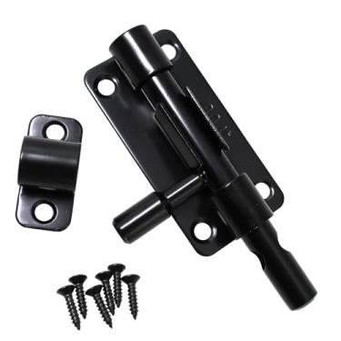 Imagem de Maxmoral 1 conjunto 68 x 22 mm antifurto porta de madeira porta banheiro preto 304 aço inoxidável resistente trava de parafuso deslizante com parafusos de montagem para fixação grande caixa de