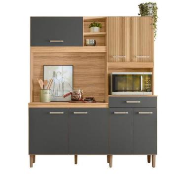 Imagem de Armário Cozinha Compacta 160 CM 7 Portas 1 Gaveta 4 Prateleiras Espaço