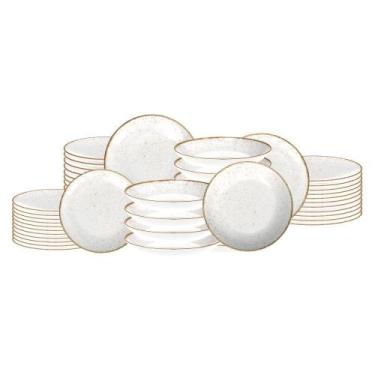 Imagem de Jogo de Pratos Rústico Marrom 48 Peças em Porcelana Decorada - Tramont