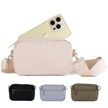 Imagem de augustnoa Pochete antifurto para homens e mulheres em creme, bolsa transversal com alça ajustável, bolsa de cintura impermeável feita de garrafas recicladas, bolsa de cinto moderna com vários bolsos,