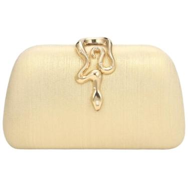 Imagem de Simcat Bolsa clutch feminina com glitter elegante para festas, casamentos e eventos formais, Cetim-dourado