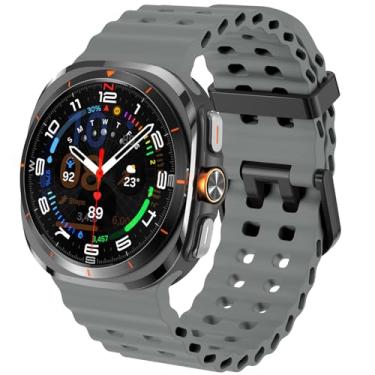 Imagem de Pulseira de Relógio SPINYE para Samsung Galaxy Watch Ultra 47mm, Silicone Macio, Respirável, Resistente à Água, Cinza