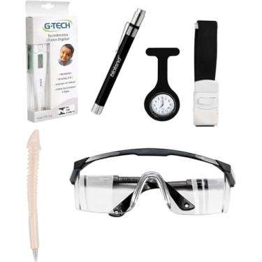 Imagem de Kit De Bolso Enfermagem Termometro Lanterna Garrote Oculos Caneta (PRETO)