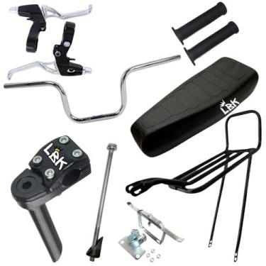 Imagem de Kit Montadinha Completo Guidão Mesa Manete Agulha Bagageiro LBK, Preto