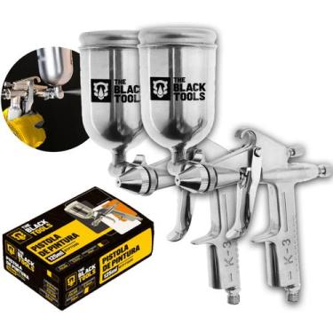 Imagem de Kit 2 Pistolas De Pintura Bico 0.5mm Gravidade 125ml - THE BLACK TOOLS