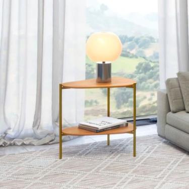 Imagem de Mesa de Canto Florença em MDF Pés Metálicos 60x62x46 cm Freijó Gold Da