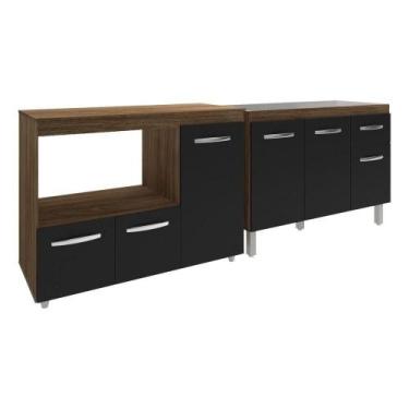 Imagem de Gabinete Cozinha Armário Balcão De Pia 120 Cm Aline E Balcão Para Micr