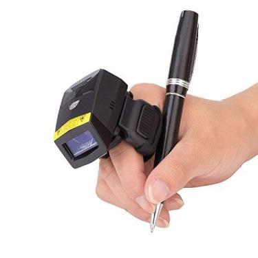 Imagem de Posunitech Scanner de dedo sem fio 2D, mini scanner de anel FS02 com revestimento de liga e bateria de 350 mAh, leitor de código de barras sem fio funciona com Windows, Mac OS, Android 4.0+, iOS