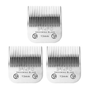 Imagem de MEMIRY 3 peças tamanho 3-3/4FC lâminas removíveis para cuidados para cães, compatíveis com Andis, Oster A5, Wahl KM10 Series Clippers, comprimento de corte de 13 mm, prata (3-3/4FC 13 mm, 3 peças)