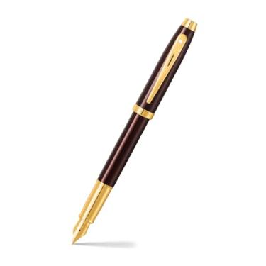 Imagem de Sheaffer Caneta-tinteiro marrom café brilhante 100 9370 com acabamento dourado PVD - média