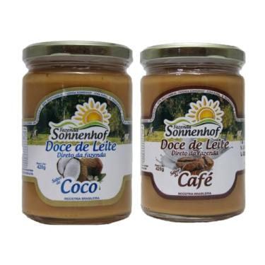 Imagem de Doce de Leite Cremoso Pastoso - 1 com Coco + 1 com Café 420g cada - Fazenda Sonnenhof