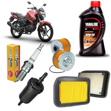 Imagem de Kit Revisao compativel com FAZER 150 e Crosser 150 2014-2024, Yamalube 20W50, Filtro Óleo, Filtro Ar, Filtro Combustível, Vela NGK