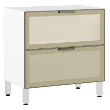 Imagem de Balcão Sem Tampo 80cm Basculante Com Vidro Reflecta Bronze Luciane Branco