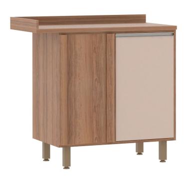 Imagem de Balcão e Tampo Canto Reto 95 Cm De Abrir 1 Prateleira Lari Vanill e Connect